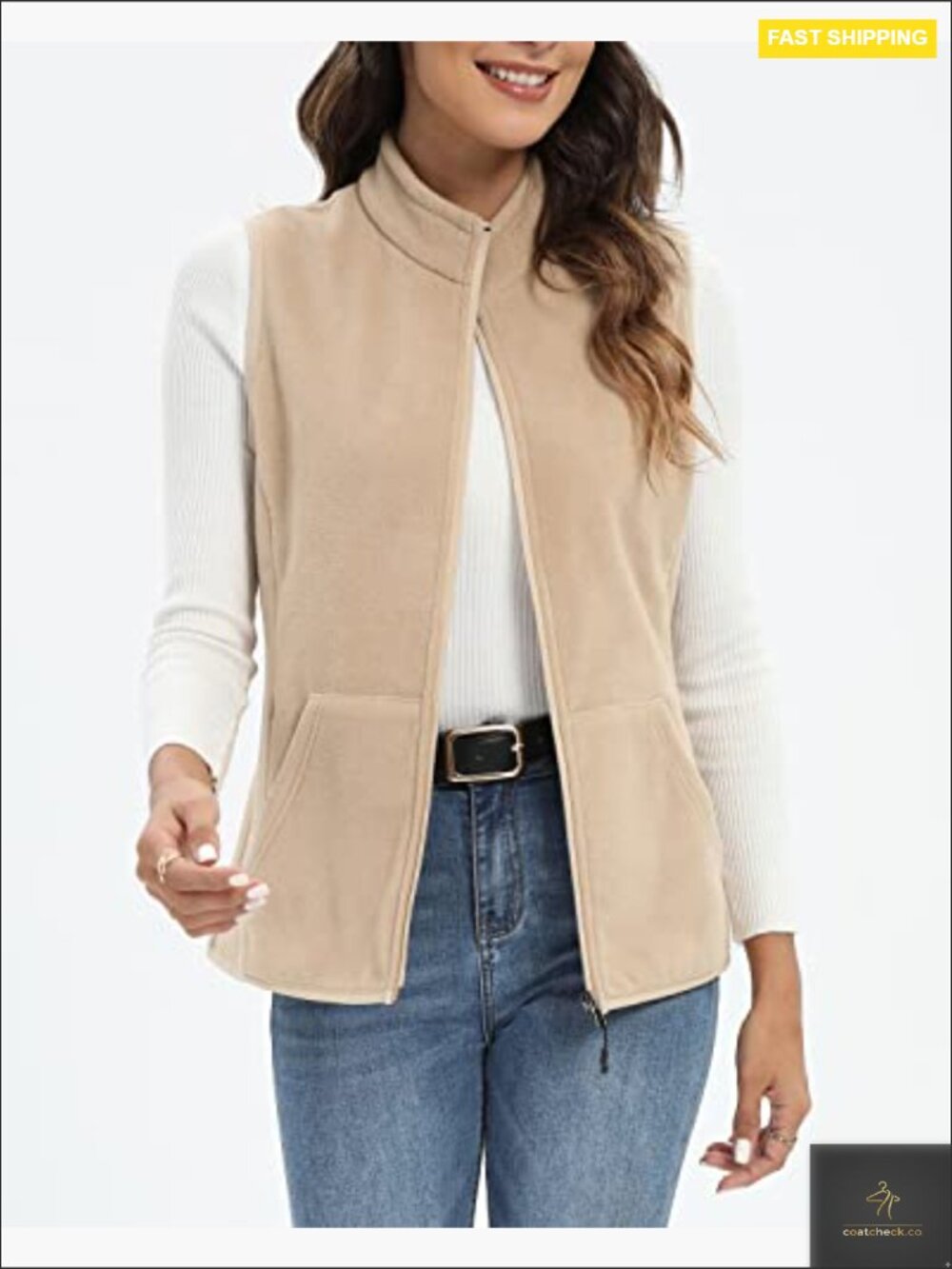 Fleece Vest with 6 Pockets Lightweight Classic Zip Up Sleeveless Women's - Picture 4 of 7